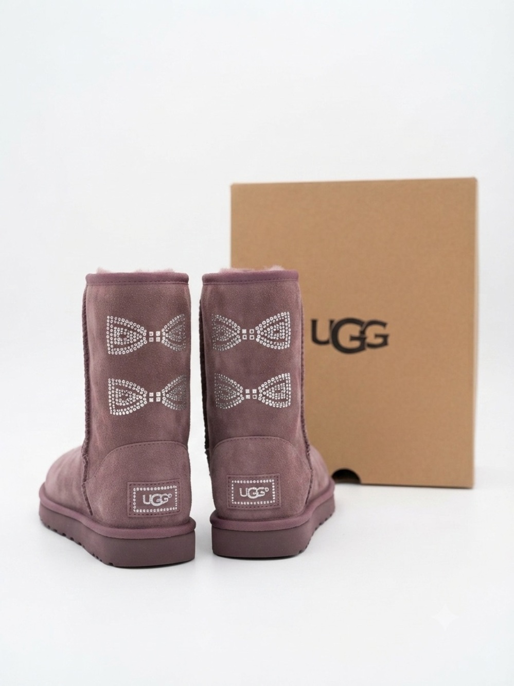 UGG Swarovski Crystal Bow Short Winter Boots - Dusty Plum [Size 7 US]